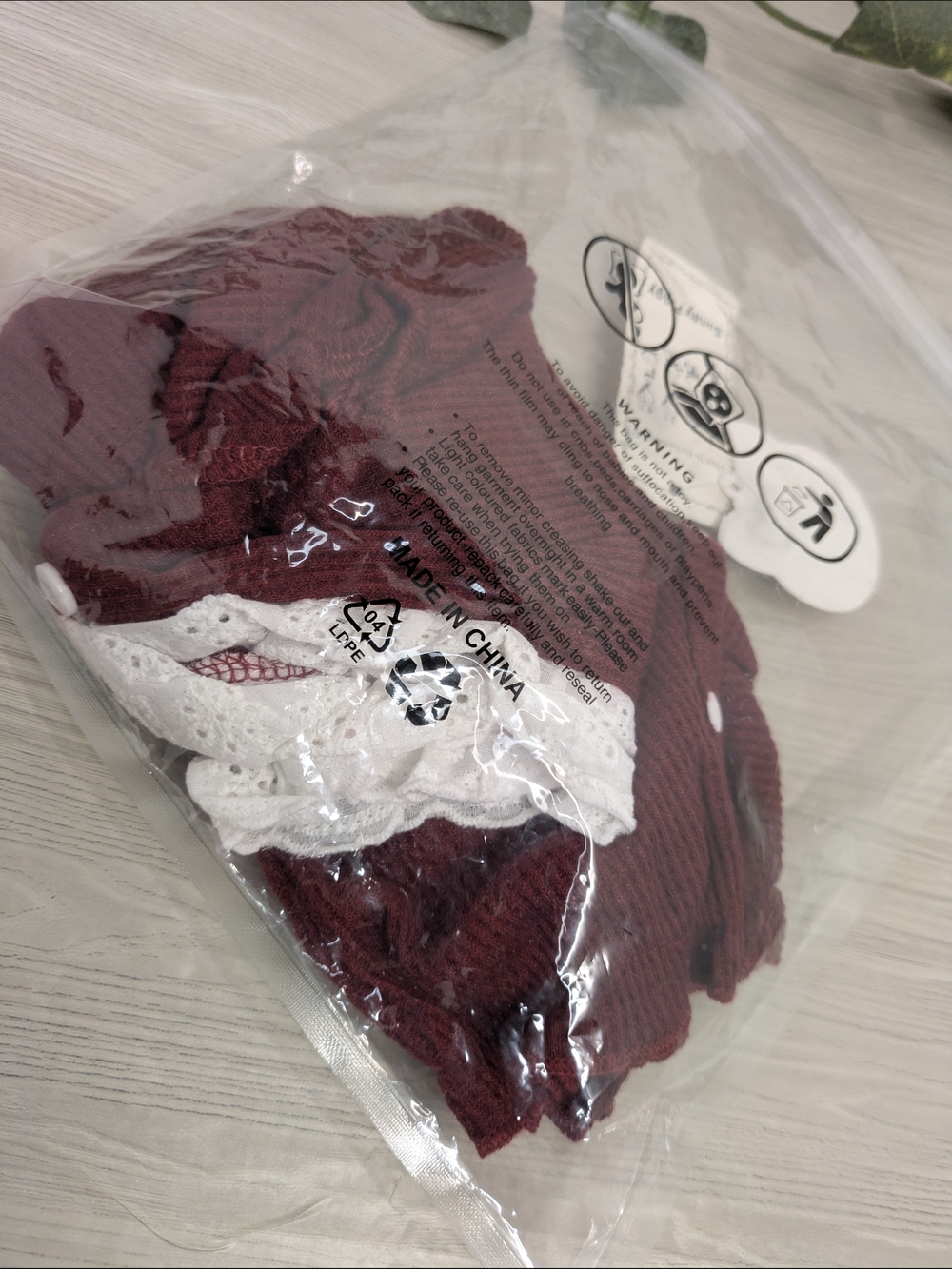 Burgundy Ruffle-Trim Baby Matching Set - Picture 8 of 8